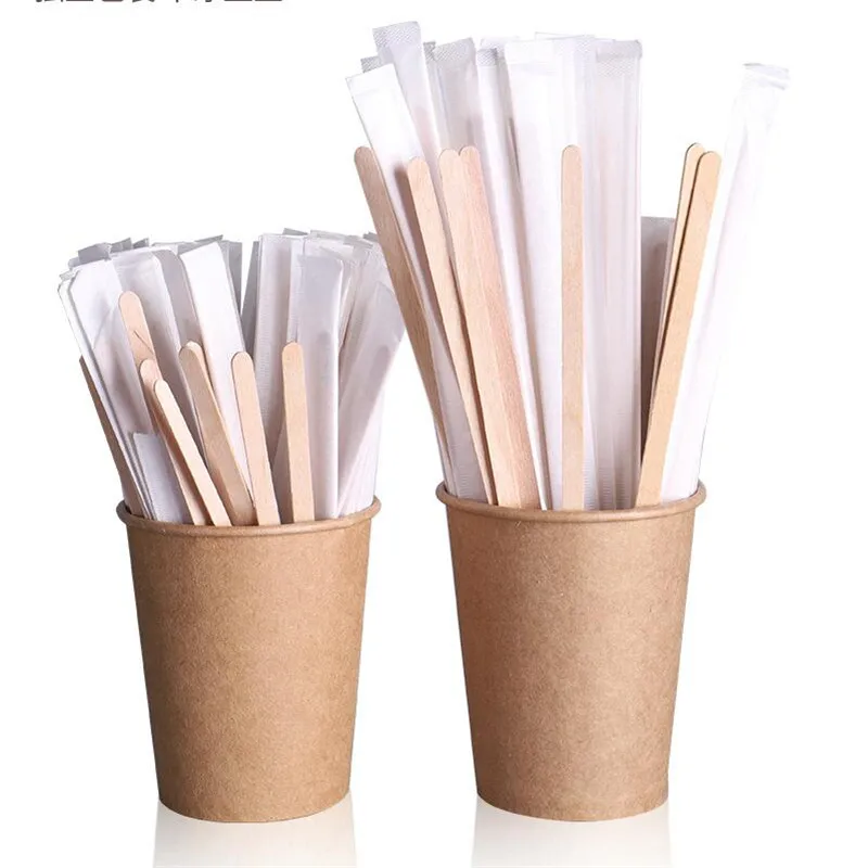 100 шт одноразовые палочки для перемешивания натурального дерева чайные кофейные мешалки Кофейня принадлежности для кафе наборы посуды