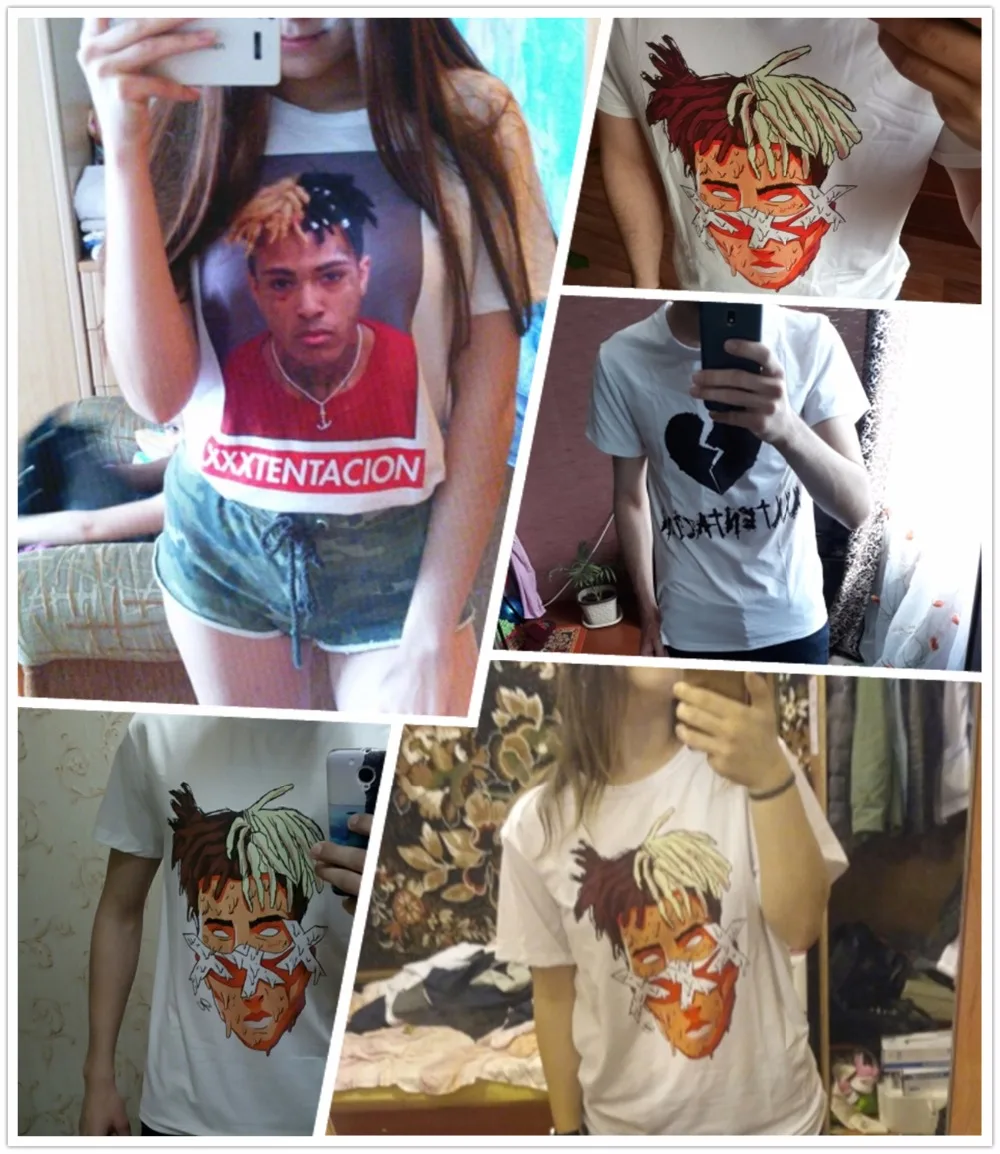 Xxxtentacion Футболка с принтом персонажа Модная Повседневная Фитнес крутая Мужская