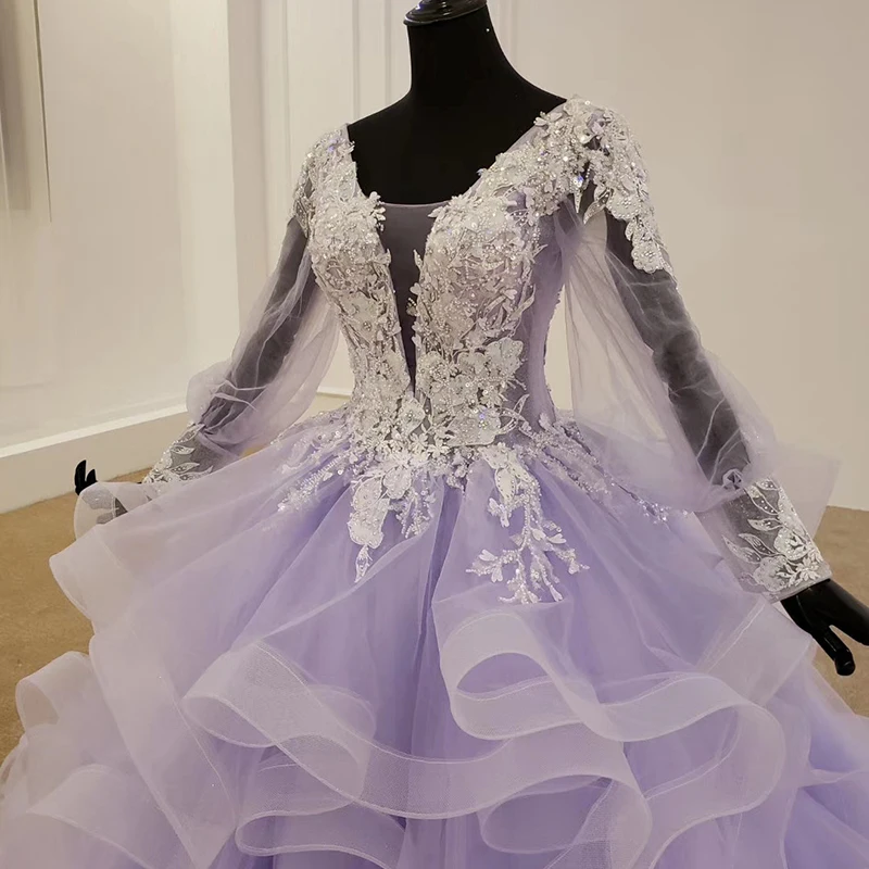 HTL1095 арабское вечернее платье с длинным рукавом и v-образным вырезом для девочек