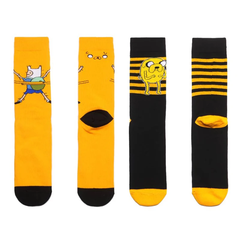 Модные Полосатые мужские и женские желтые черные носки с мультяшным клоуном