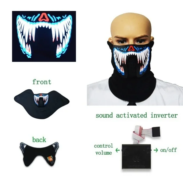 Крутая светодиодная светящаяся маска для лица шлем светильник танцевальный