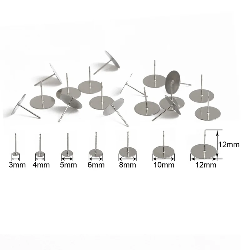 Пустая основа для сережек-гвоздиков пустая из нержавеющей стали с кабошоном 3-12