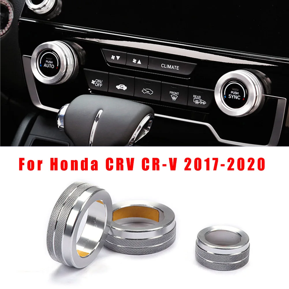 

3pcs/set Alloy Console AC Switch Control Button Trim Decoration For Honda CRV CR-V 2017-2020 Auto Interior Stickers Car Styling