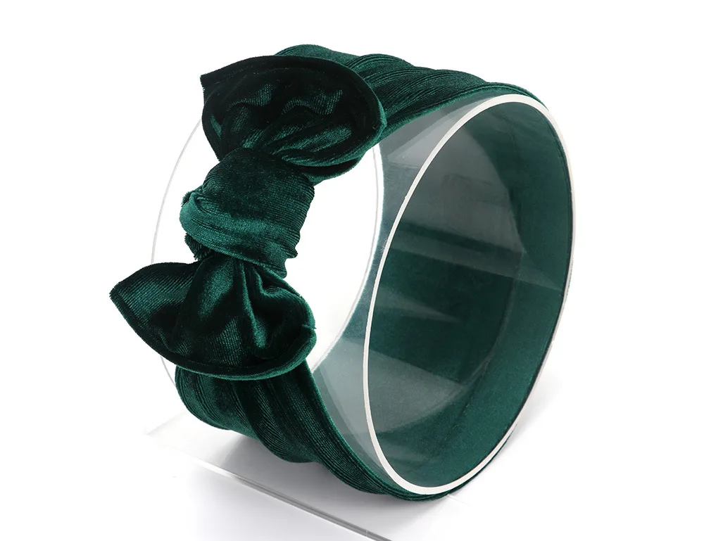 Velvet-Green Детская повязка на голову, детские украшения для волос Ободки для девочек, бандо Bebe Fille, Детские Луки головная повязка в виде чалмы, повязка на голову - Цвет: Velvet-Green
