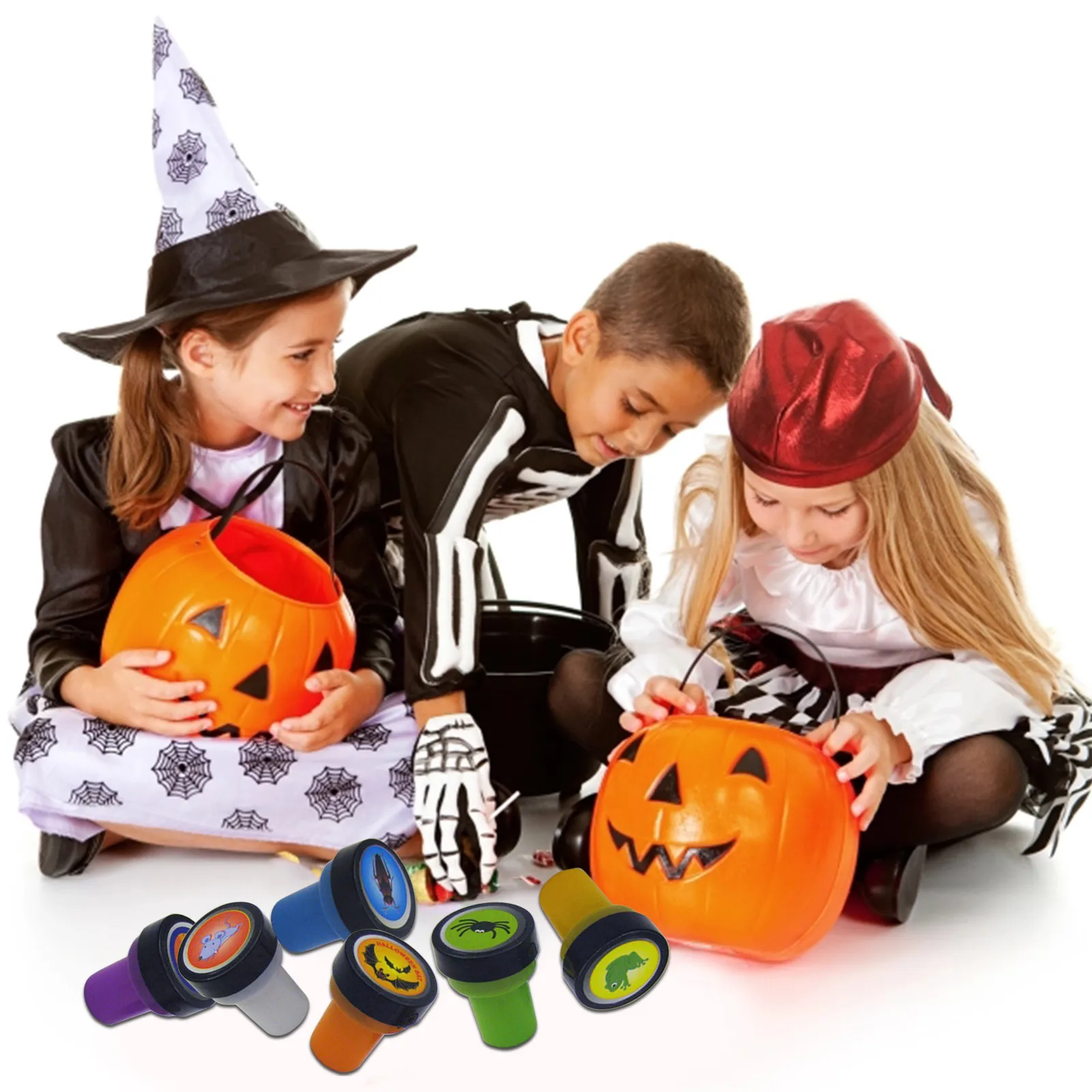 Sello de dibujos animados para ni&ntilde;os, pintura de Halloween DIY, suministros para guarder&iacute;a, decoraci&oacute;n de &aacute;lbum de fotos, estampadora de &aacute;lbum de recortes, 10ML # F, 6 uds.-1