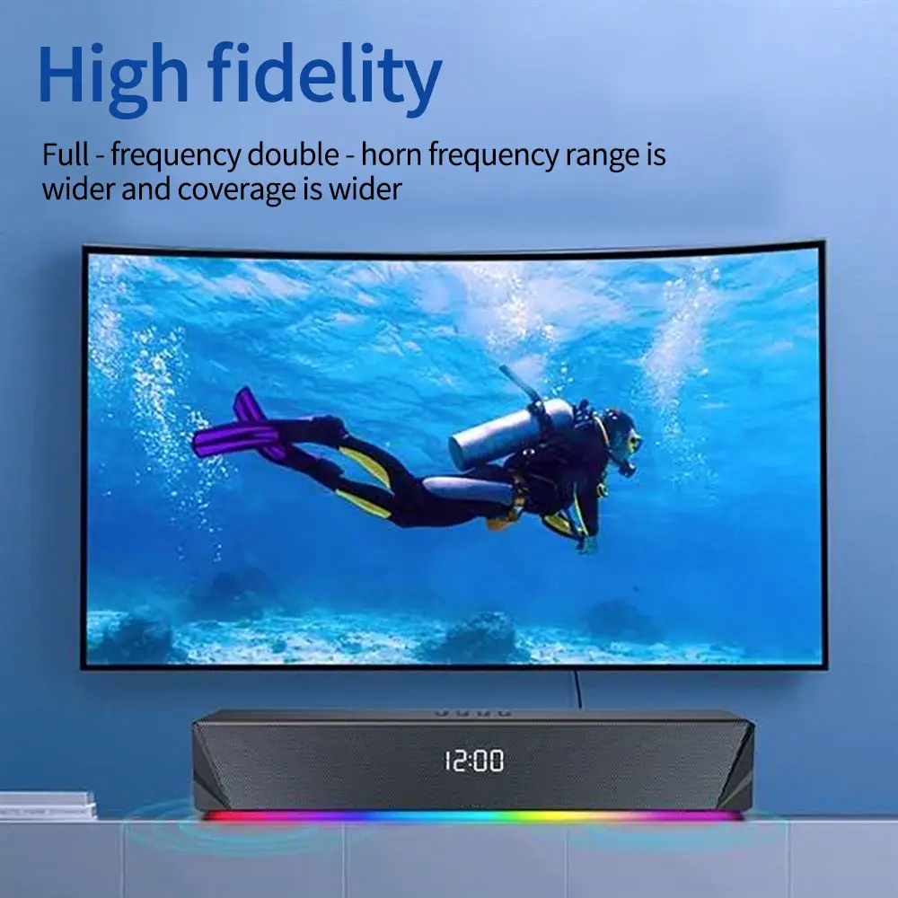 Светодиодный ная звуковая панель для телевизора будильник AUX USB Беспроводная