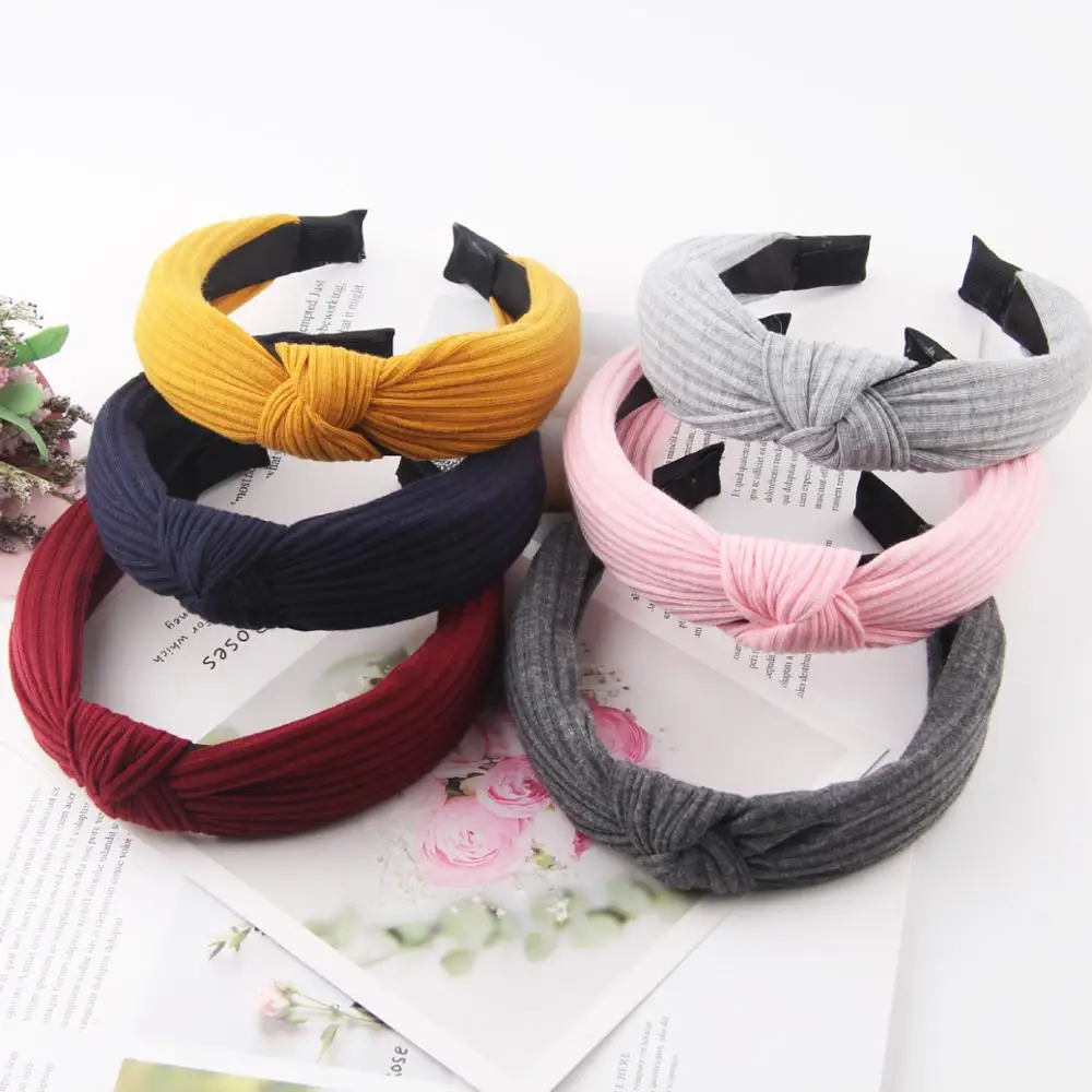 

Wide Top Knot Hair Bands For Women Headdress Solid Color Cloth Headband Bezel Girls Hairband Hair Hoop Female Hair Accessories