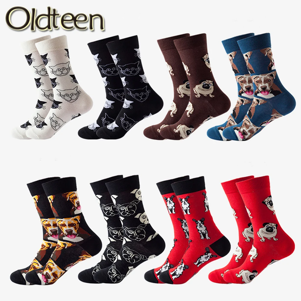 

Fashion Combed Cotton Men Socks Unisex HipHop Woman Harajuku Animal Dog Creative Art Pattern Happy Socks Trend Street Style Male