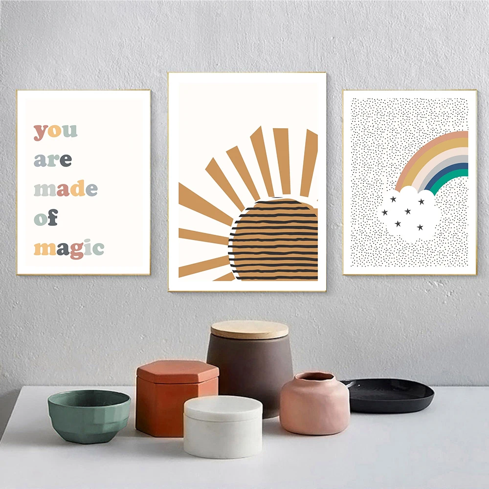 

Nursery Canvas Art Painting Rainbow Boho Wall Art Print Sun Star Wall Poster Nordic Posters And Prints Baby Room Decoration