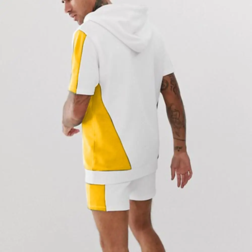 Мужской спортивный костюм повседневный облегающий из двух предметов с капюшоном