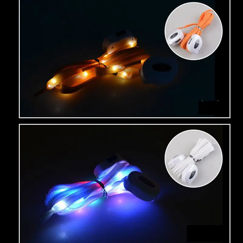 Ночная Мода зарядка через Usb Блестящий Led Изменение люминесцентные шнурки