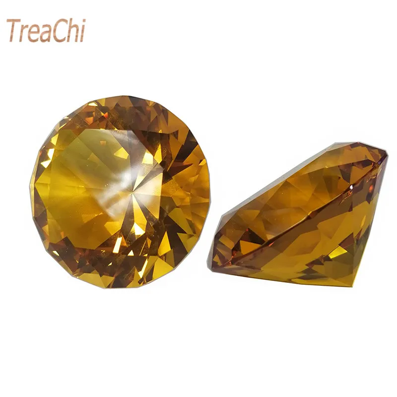 Стекло, кристалл, алмаз, декор пресс-папье, Свадебный гигантский подарок, срезанный художественный центр, прозрачные вечерние украшения, 5 размеров - Цвет: Amber