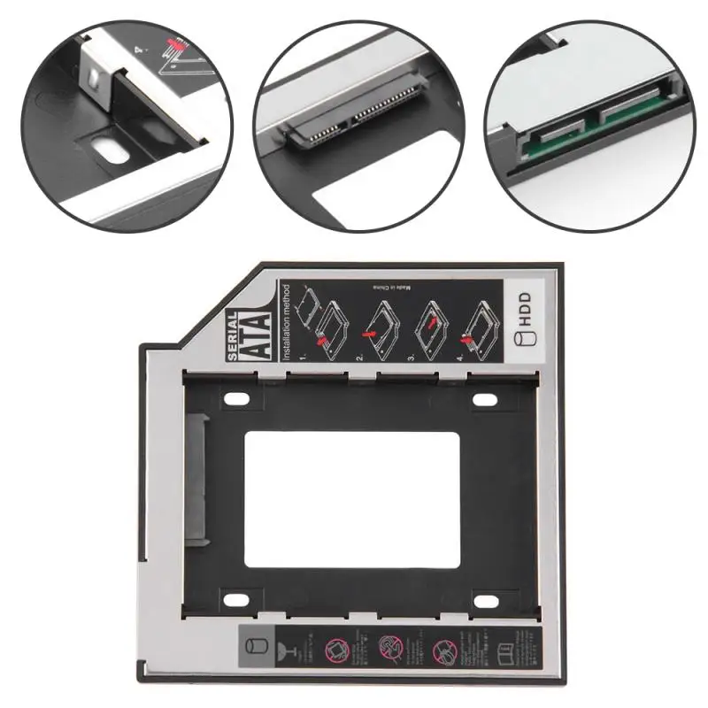 12 7 мм 2-й жесткий диск Caddy алюминиевый корпус Optibay SATA 3 0 адаптер для DVD 2 5 дюйма