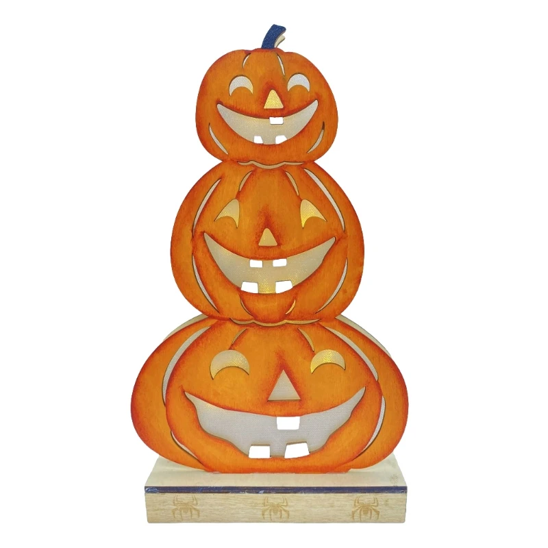 

Хэллоуин украшения стола древесины тыквы с светодиодный светильник в виде центральных знак для сбора урожая благодарения вечерние Декор ...