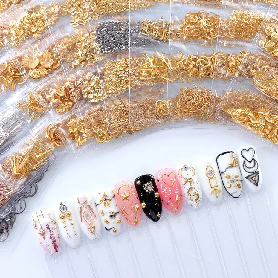 1 шт. Смешанные 3D DIY полые металлические рамки украшения для ногтей шпильки