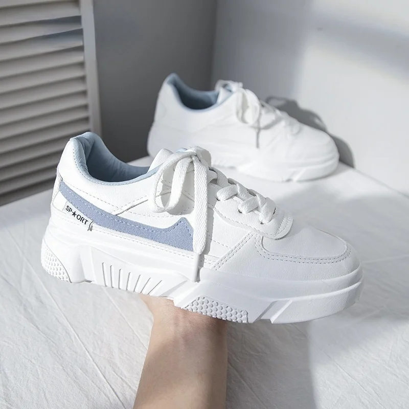 

Fashion White Women's shoes Platform Sneakers White Lace-up Tennis Shoe Lightweight Walking Outdoor Casual Shoes tenis feminino