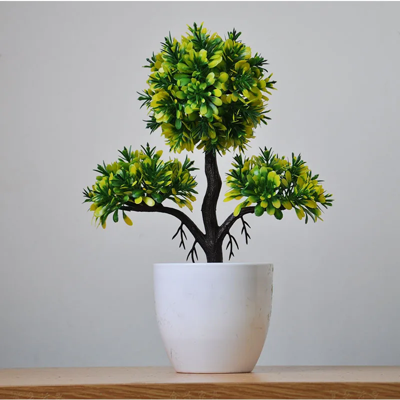 Искусственный цветок из сосны бонсай искусственный зеленый горшок растения мох