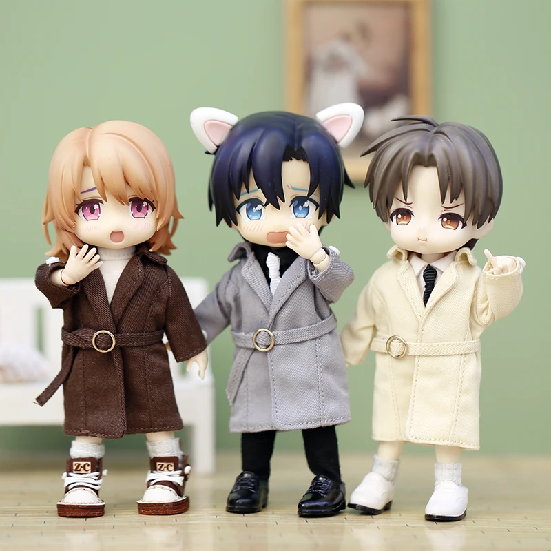 

Ob11 clothes Molly 1/12 BJD buckle long trench coat coat GSC plain clay clothes doll accessories