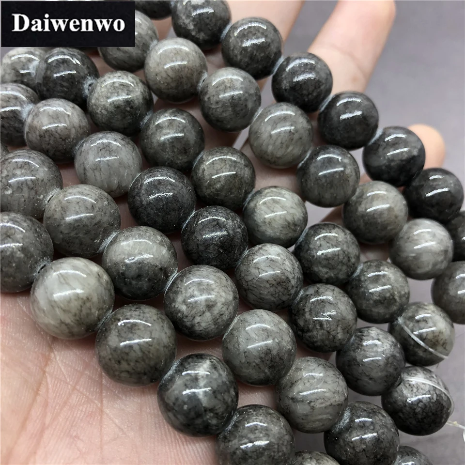 

Yellow Jade Grey Beads 6-12mm Round Natural Loose Stone Diy for Bracelet Jewelry