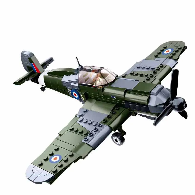 

World War II Supermarine Spitfire Plane Building Blocks WW2 Military Pazer Fighter Toys As Christmas Gift For Children