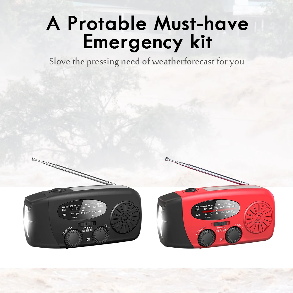 multifunctional radio mobile phone emergency charging hand cranked solar radio emergency led flashlight and power bank free global shipping