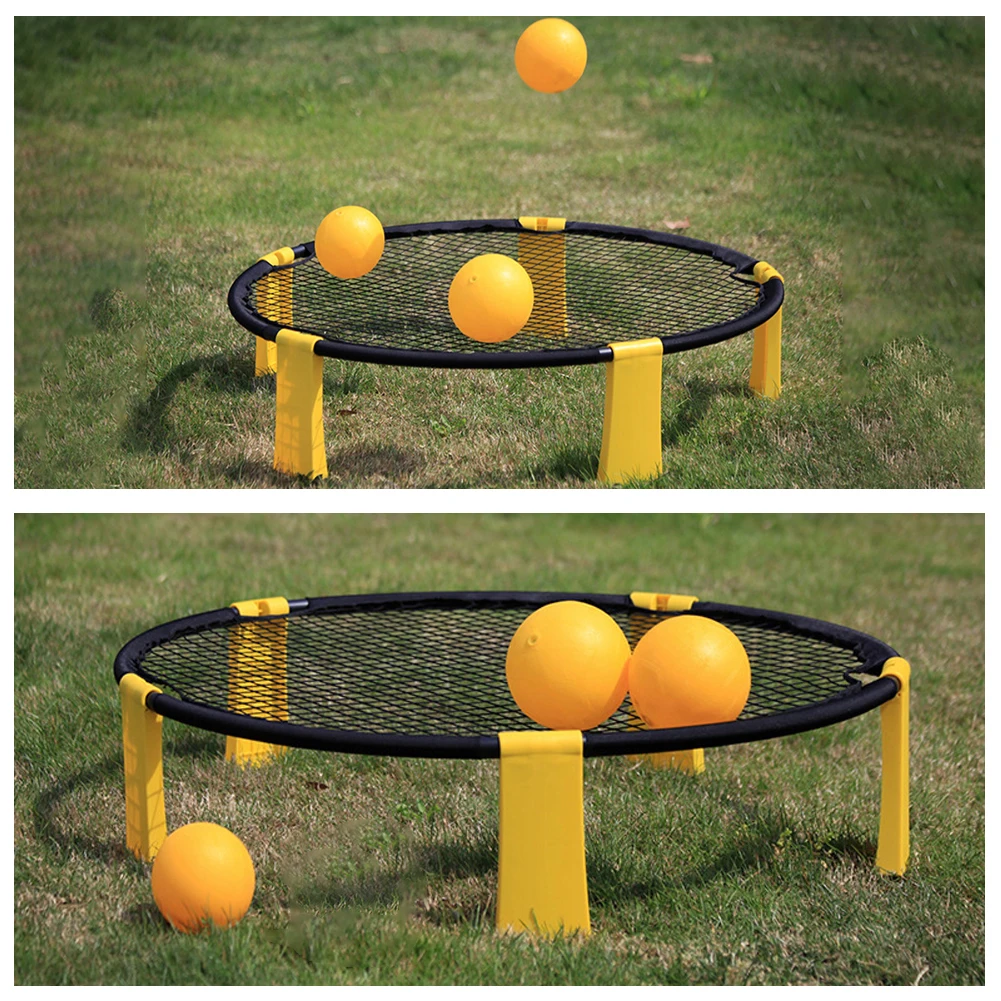

Mini Beach Volleyball Spike Ball Game Set Outdoor Team Sports Spikeball Lawn Fitness Equipment With 3 Balls Volleyball Net 4PCS