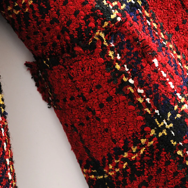 RR женские модные двубортные блейзеры элегантные клетчатые куртки с длинным