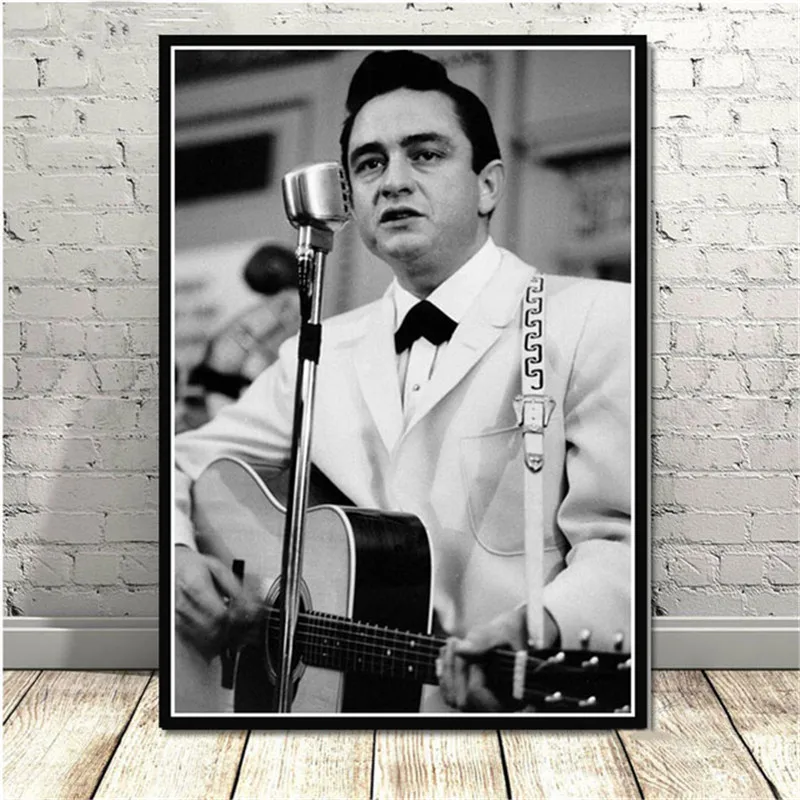 Rock Music Band Star Johnny Cash Black White Retro Room Living Sofa Wall Art Home Decor Picture Quality Canvas Painting Poster |