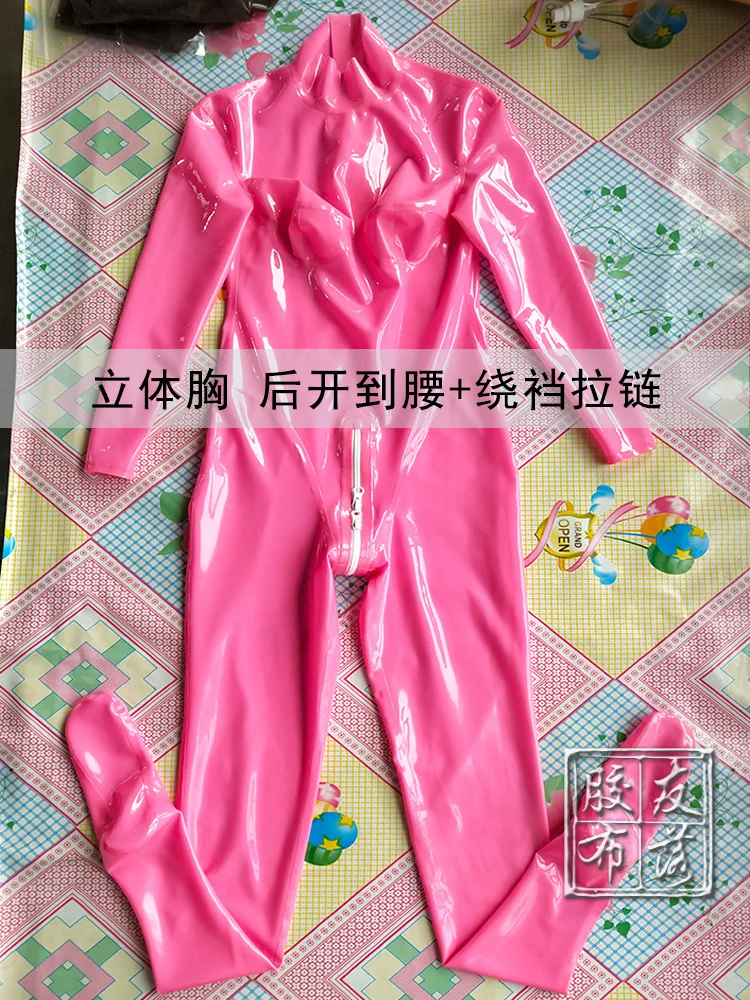 Латексный комбинезон с носки 3D Грудь молния сзади резиновый Клубная одежда