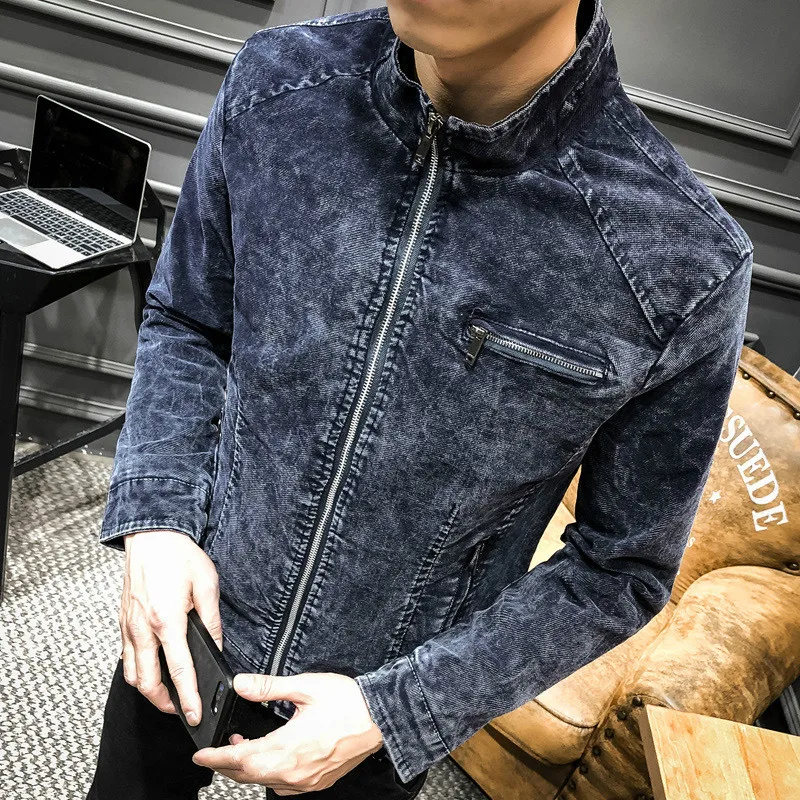

New Arrival Denim Jacket Men Autumn Winter Casual Jacket Male Korean Mens Slim Cotton Vintage Gray Oversized Coat Boys Tops 3xl
