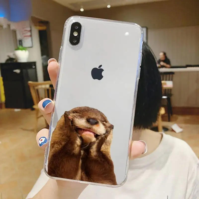 

otter cute cartoon pattern Phone Case Transparent soft For iphone 5 5s 5c se 6 6s 7 8 11 12 plus mini x xs xr pro max