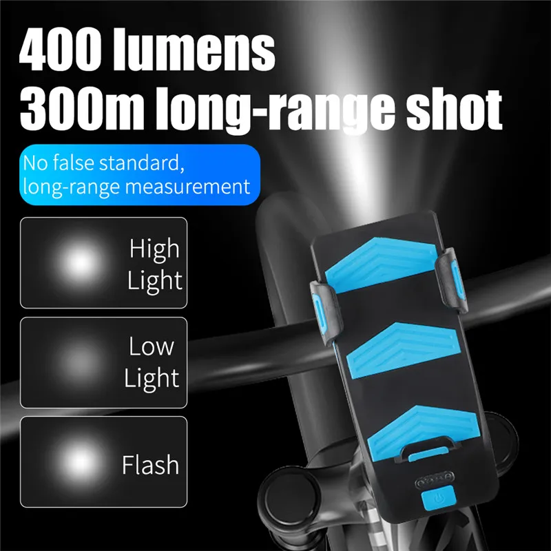 west biking 4 in 1 bike lamp front horn light phone holder alarm bell power bank mtb cycling led flashlight bike accessories free global shipping