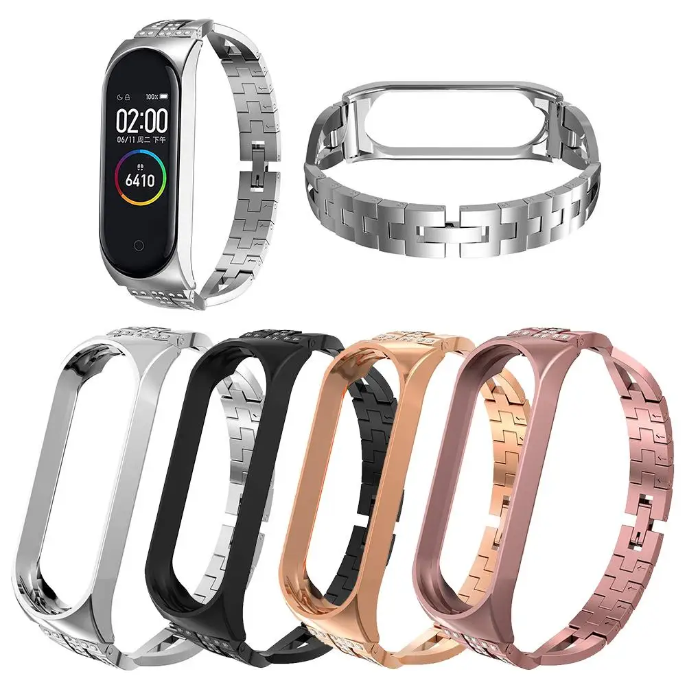 

Stainless Steel Replacement Crystal Wristband X-shaped Diamond Metal Simple Convenient Accessories for Xiaomi Miband 4