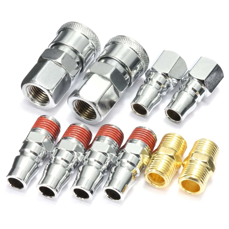 

New 10Pcs 1/4 inch BSP Air Line Hose Compressor Fitting Connector Coupler Quick Release Pneumatic Parts for Air Tools Hardware