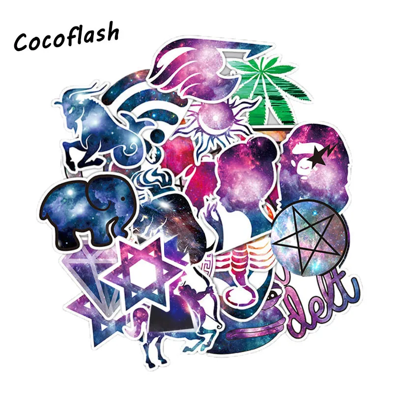36PCS Galaxy Sticker Mixed Funny Colorful For Car PVC Waterproof Personality  Motorcycle Trolley Cartoon Cool Graffiti Sticker
