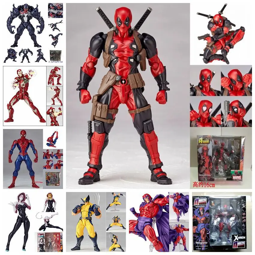 16 см удивительный Красный яд Carnage Капитан Америка Человек паук Магнето X men ПВХ