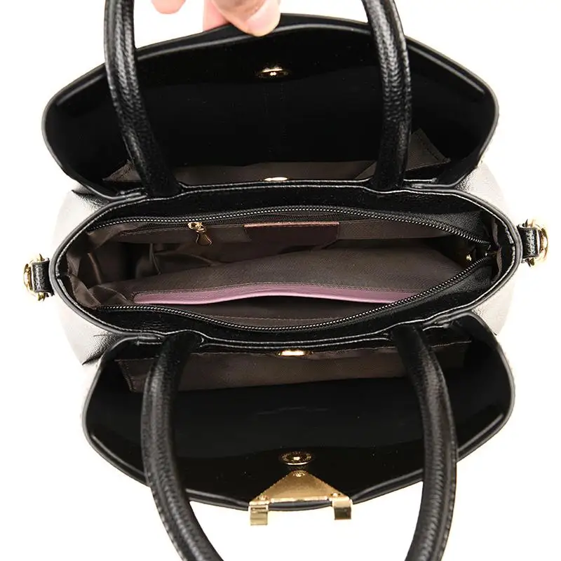 

Ladies PU Leather Elegant Bucket Bag Business Style Pure Color Top-handle Bags Women's Trendy Designer Shoulder Crossbody Bags