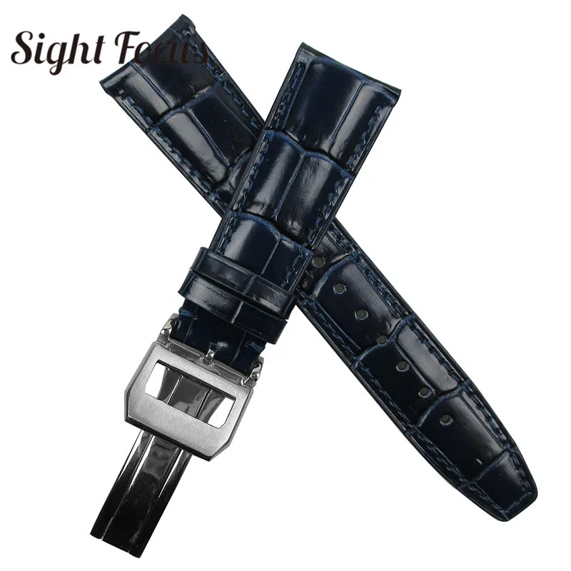 Ремешок мужской кожаный с изогнутым концом сменный Браслет для наручных часов IWC