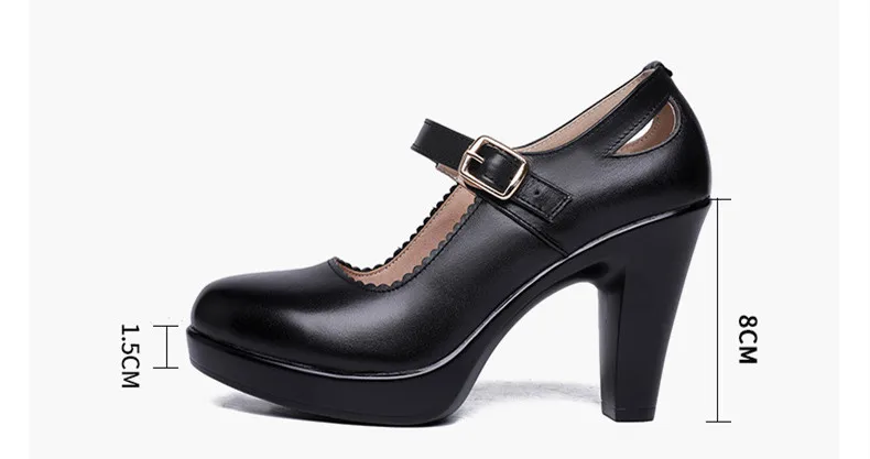 

GKTINOO Big Size 33-43 Block Heel Platform Shoes Women Pumps 2021 Black Mary Jane Shoes Woman High Heels Office Leather Shoe