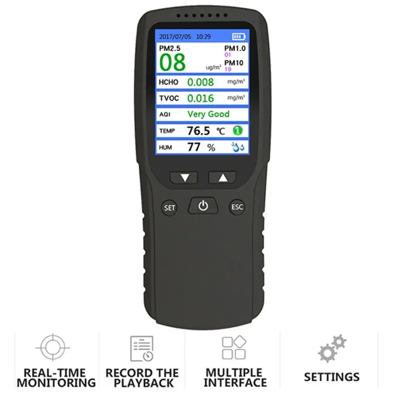 

Air Quality Monitor, Indoor Air Pollution Meter Micro Dust Tester