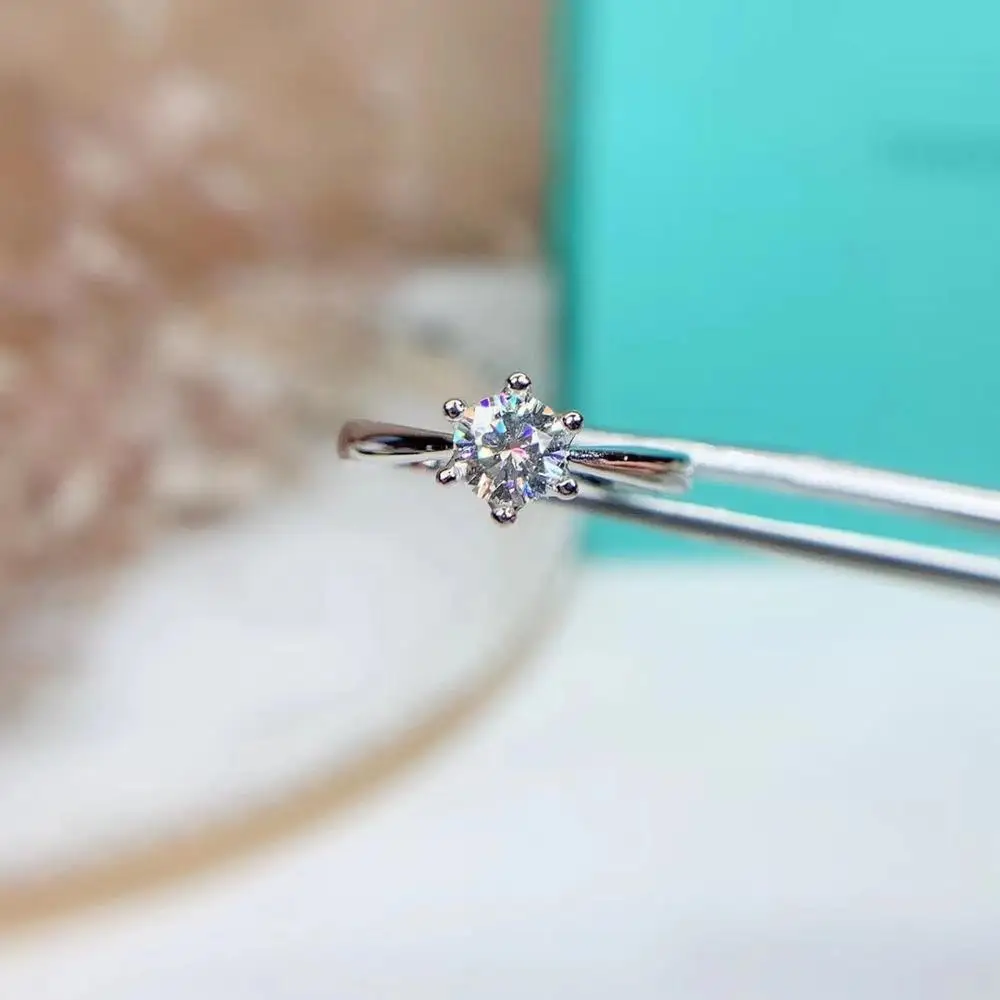Серебряное кольцо Moissanite 1 карат D VVS роскошное для женщин|Кольца| |