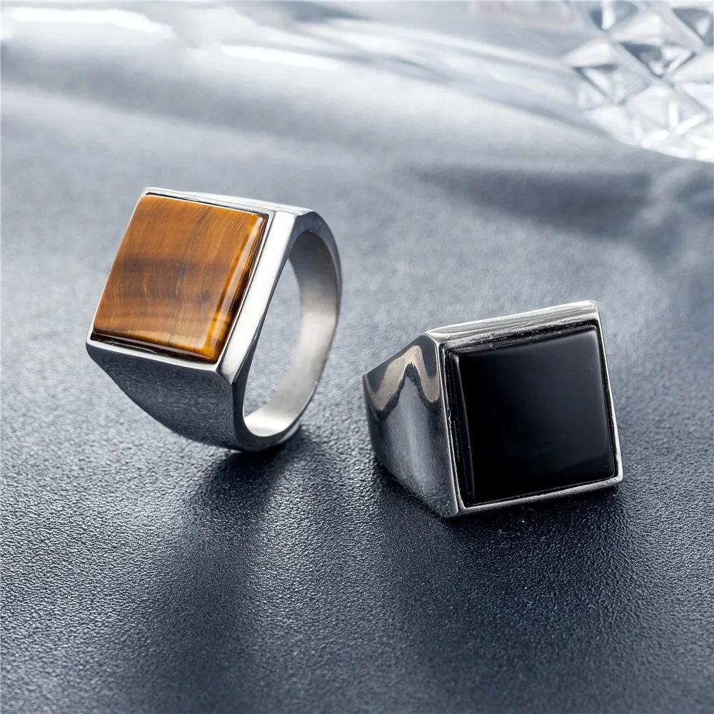 Кольцо мужское из нержавеющей стали гладкое черное в стиле панк хип-хоп вечерняя