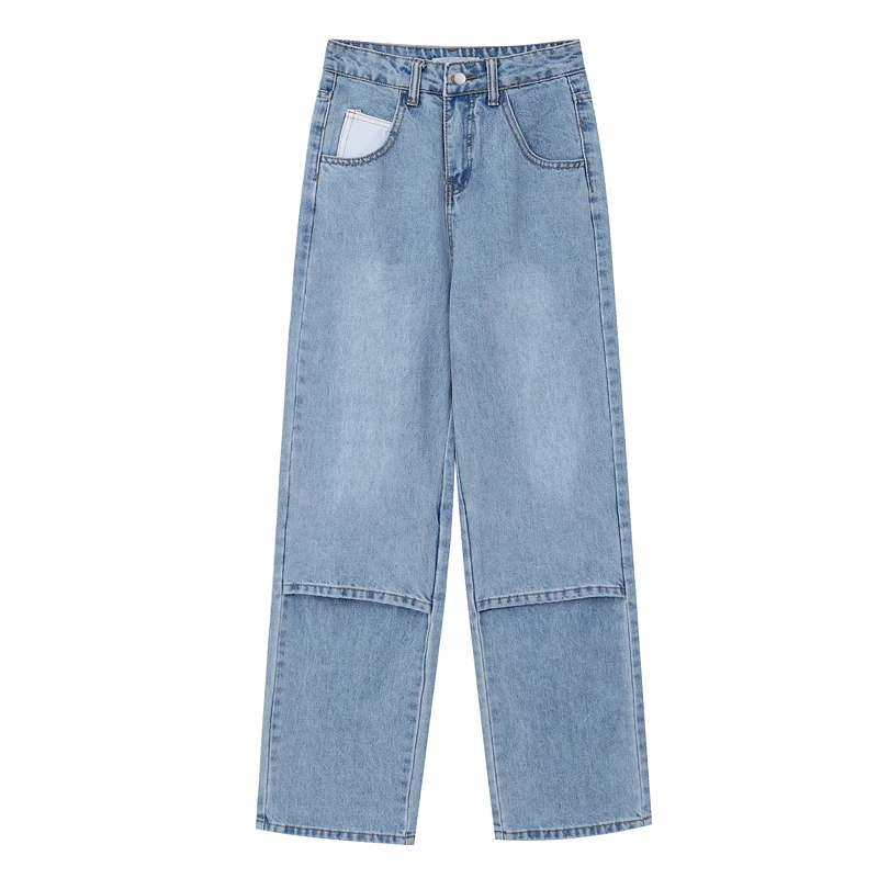 

Woman Jeans High Waist Clothes Wide Leg Denim Clothing Blue Streetwear Vintage Quality 2021 Fashion Cowboy Denim Pants