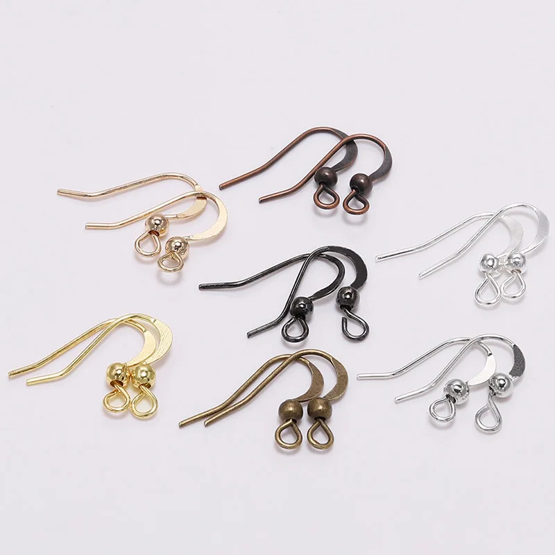 

100Pcs 15x17mm DIY Earring Components Hooks Twist Gold Bronze Ear Hook Clasps Earring Wires Findings For Jewelry Making Supplies