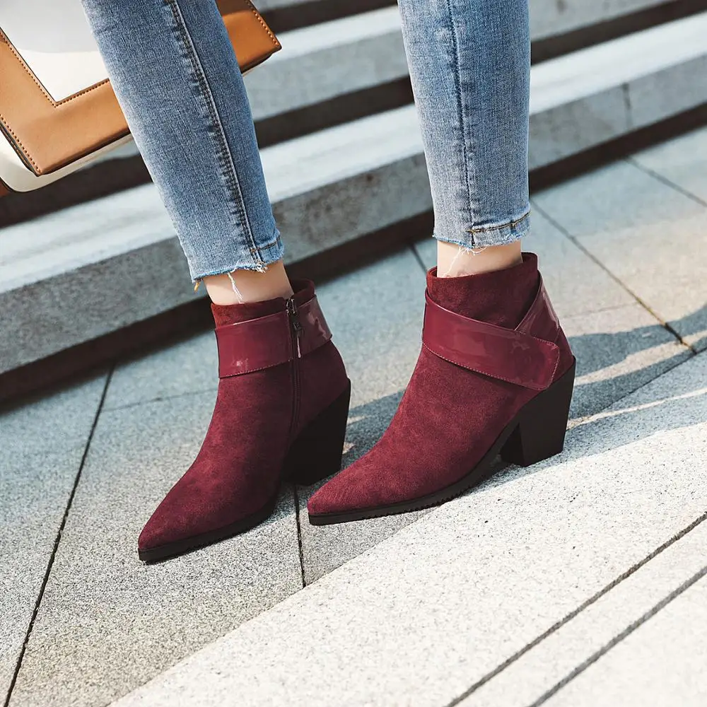 Женские полусапожки мартинсы AIWEIYi однотонные зимние короткие ботильоны с острым