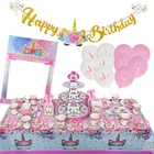 Декорации для дня рождения WEIGAO, единорог, детская мультяшная лошадь, наборы одноразовой посуды, 1-я модельшляпасалфетки, сувениры