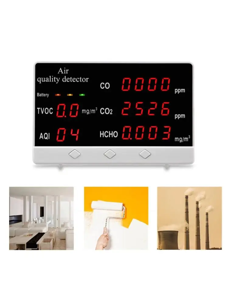

Air Quality Detector Formaldehyde TVOC AQI CO Real Time Data Accurate Monitor H3CC