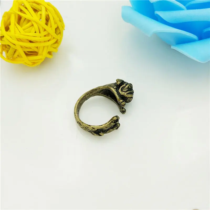 Прямая поставка Модные Винтажные кольца регулируемые милое кольцо мопса для