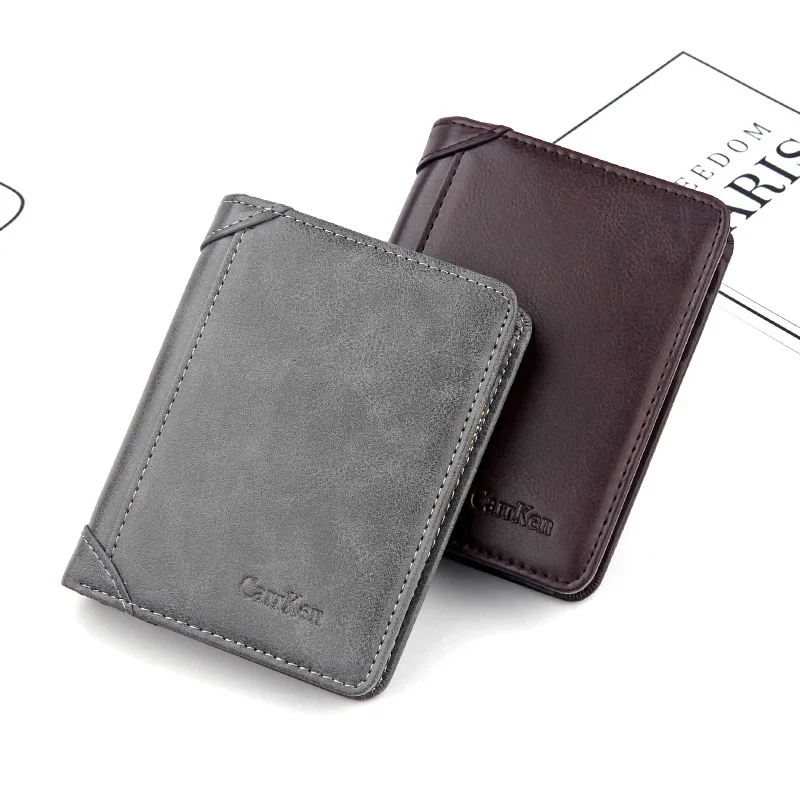 LISM New men's wallet Europe and the United States short zipper bag retro youth PU multi-card position purse | Багаж и сумки