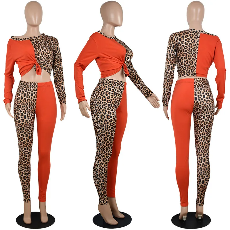 

Tracksuit Women 2 Two Piece Set Spring Autumn Clothes Leopard Full Sleeve Pullover Top And Pants Leisure Suits Female Outfits
